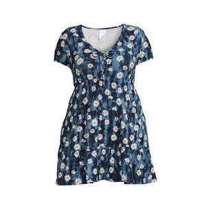 No Boundaries Ruffled Juniors Dress Blue Size L On Knee Short Sleeve